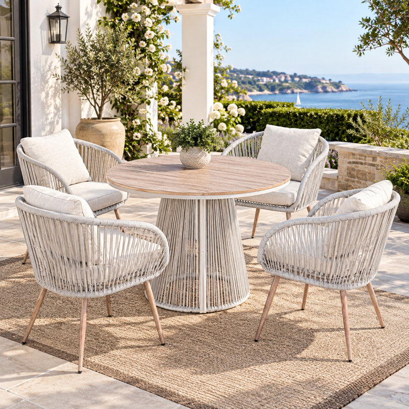 Ensemble repas extérieur pour 4 personnes avec coussins, 4