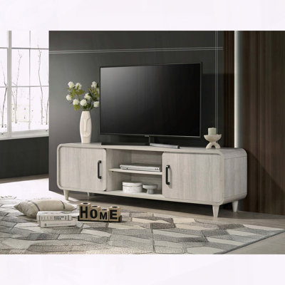 71-Inch Mid-Century TV Stand with Sliding Doors and Tapered Legs