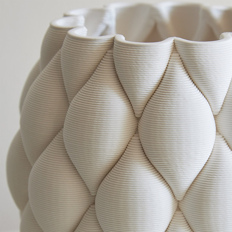 Vase coussiné imprimé - blanc mat / blanc, H 6 po x l 6 po x P 6 po