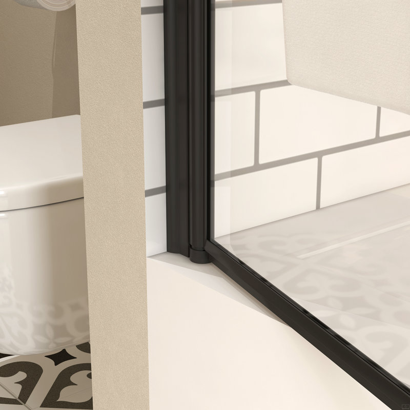 Paroi de douche, avec verre trempé de 1/4 po et barre à serviettes