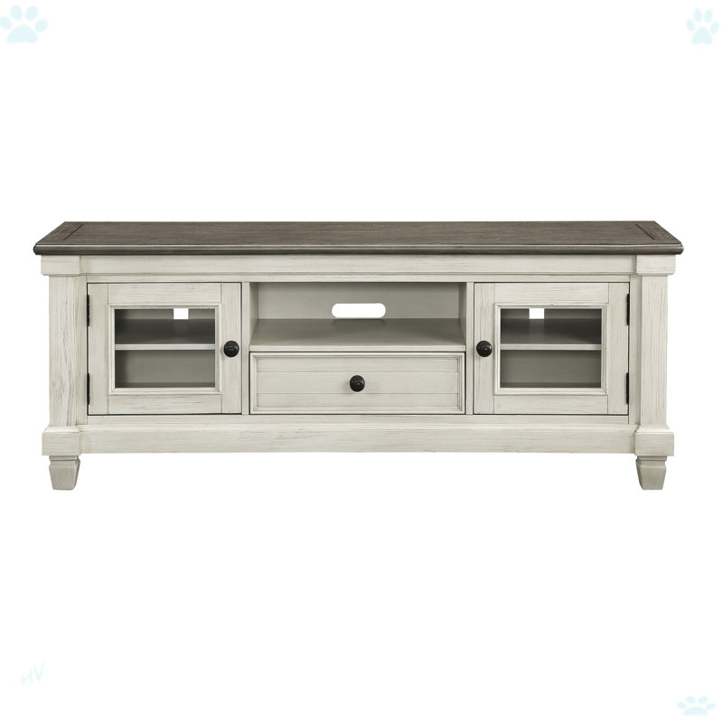 Meuble télé avec tiroirs et console, Blanc antique