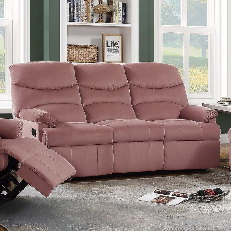 Canapé inclinable en velours à mouvement manuel, Velours rosé