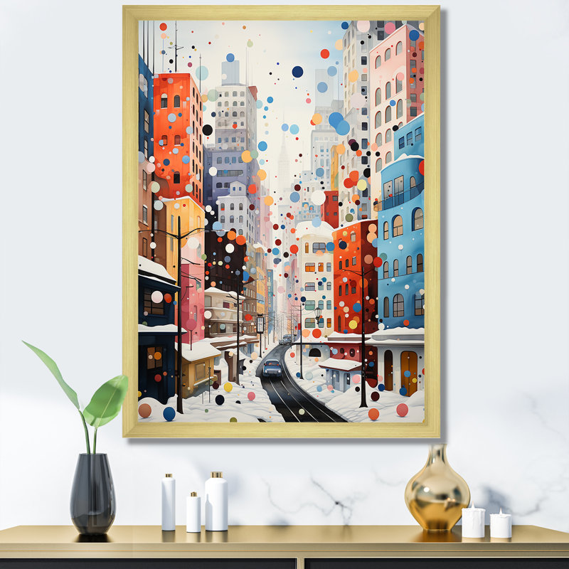 Bulle urbaine, décor urbain, paysage urbain II - art mural art déco urbain, Cadre flottant noir, H 32 po x l 16 po x P 1 po