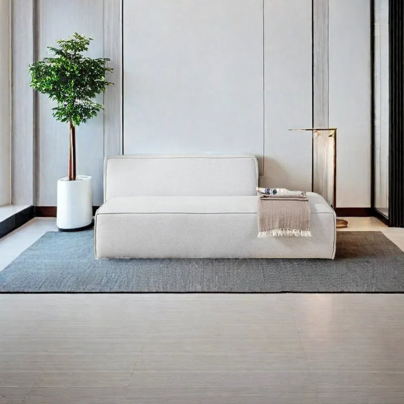 Chaise longue rembourrée Modern, Accoudoir à gauche (vu de face), Blanc cassé