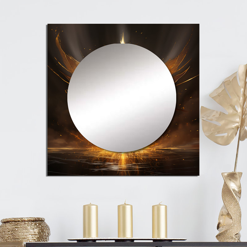 Miroir mural de salon Glorious Ascendant Golden Angel, 23 po x 23 po