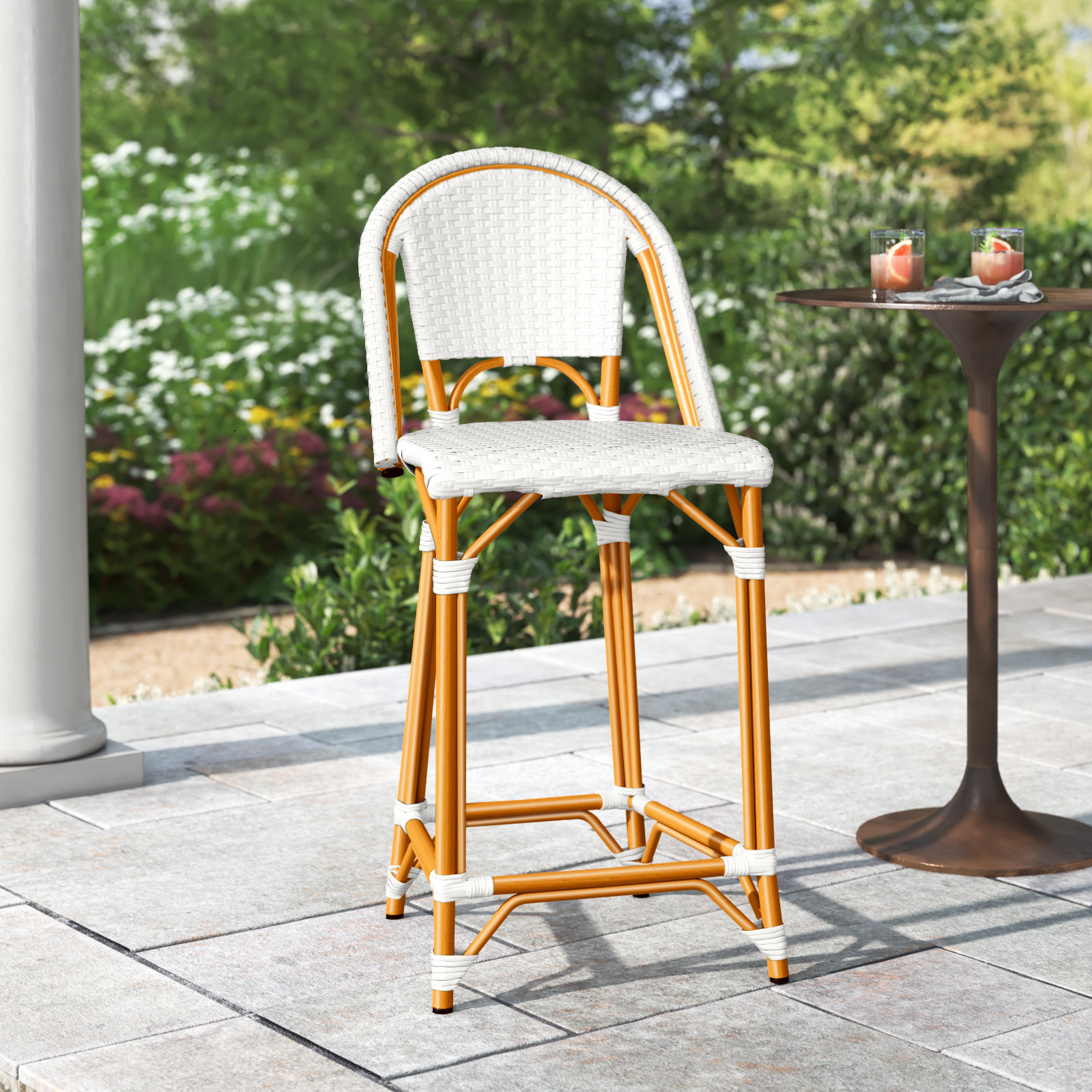 Kesa California 25" Patio Counter Stool, White