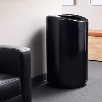 Poubelles à couvercle ouvert en acier Safco, 14 gallons et 30 gallons