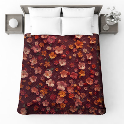 Couvre-lit matelassé à motif floral vibrant toutes tailles