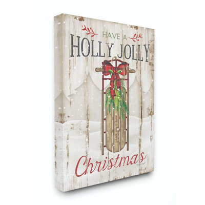 Holly Jolly Christmas Sleigh - reproduction d'art textuel