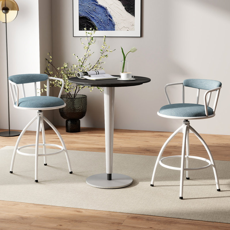 Swivel Upholstered Counter Stool with Metal Frame