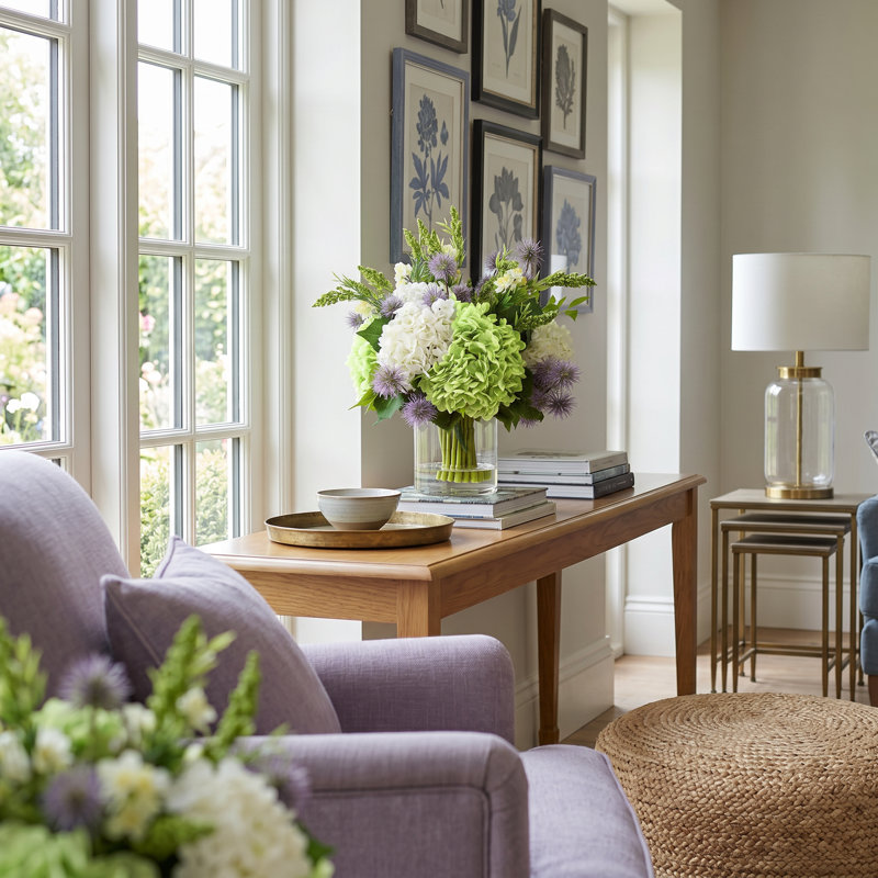 Faux Floral with Hydrangeas, Thistle and Wildflowers