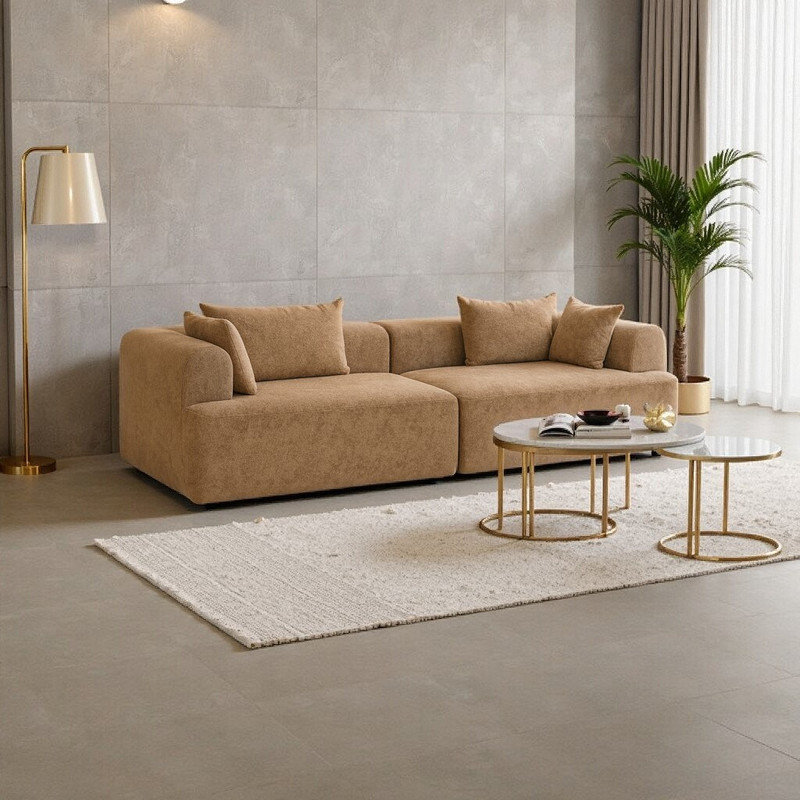 Canapé modulaire avec méridienne Boneless, Brun