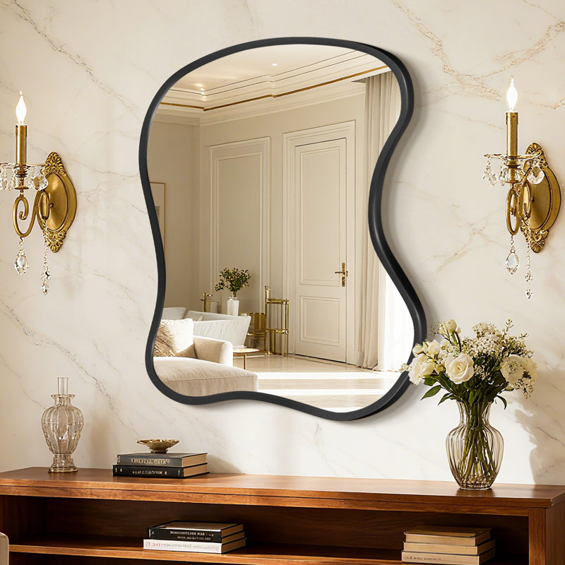Miroir mural asymétrique, 24 po x 20 po, Noir