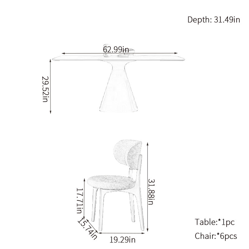 Ensembles de tables simples et modernes, 29.52"H x 62.99"L x 31.49"W