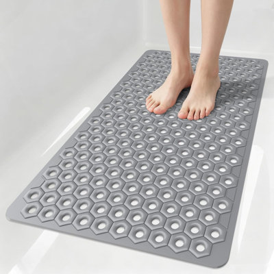 Tapis de douche antidérapant en PVC alvéolé avec ventouses, tapis de bain à drainage rapide pour baignoire et douche à l'italienne, lavable à la machine.