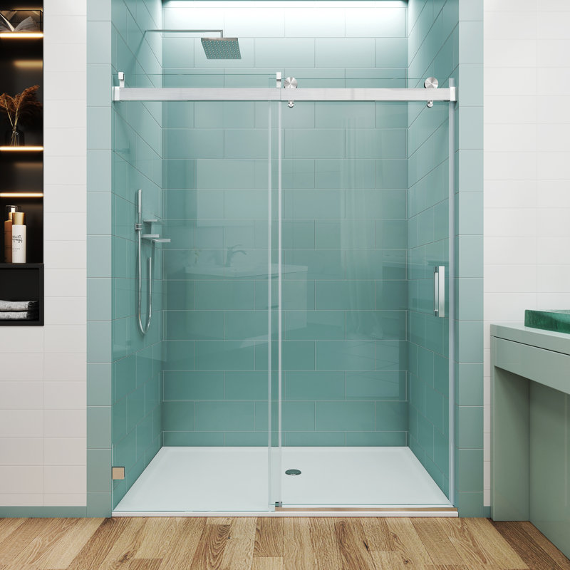 Opal Mirage MCOCOD 56" - 60" W x 79" H Single Sliding Frameless Soft-closing Shower Door with 3/8" (10mm)Clear Glass