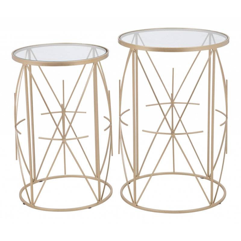 Table de bout cylindrique en verre 2 pièces