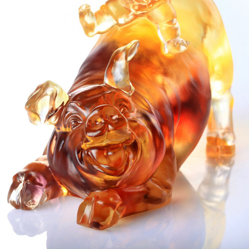 Handmade Animal, Person Figurine, Amber/Purple Clear