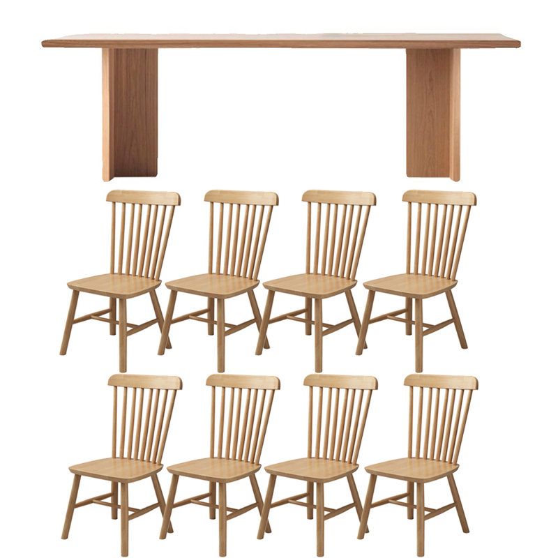 Nordic style solid wood dining table set, 29.5"H x 94.4"L x 35.4"W