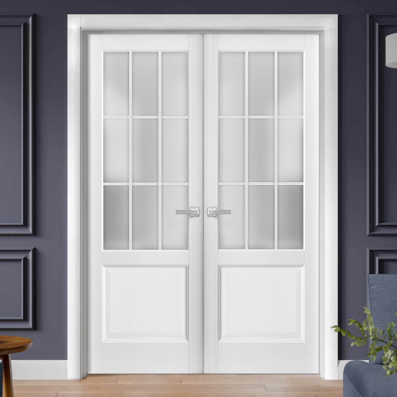 Portes blanches standard en verre givré Felicia, 60 po x 84 po