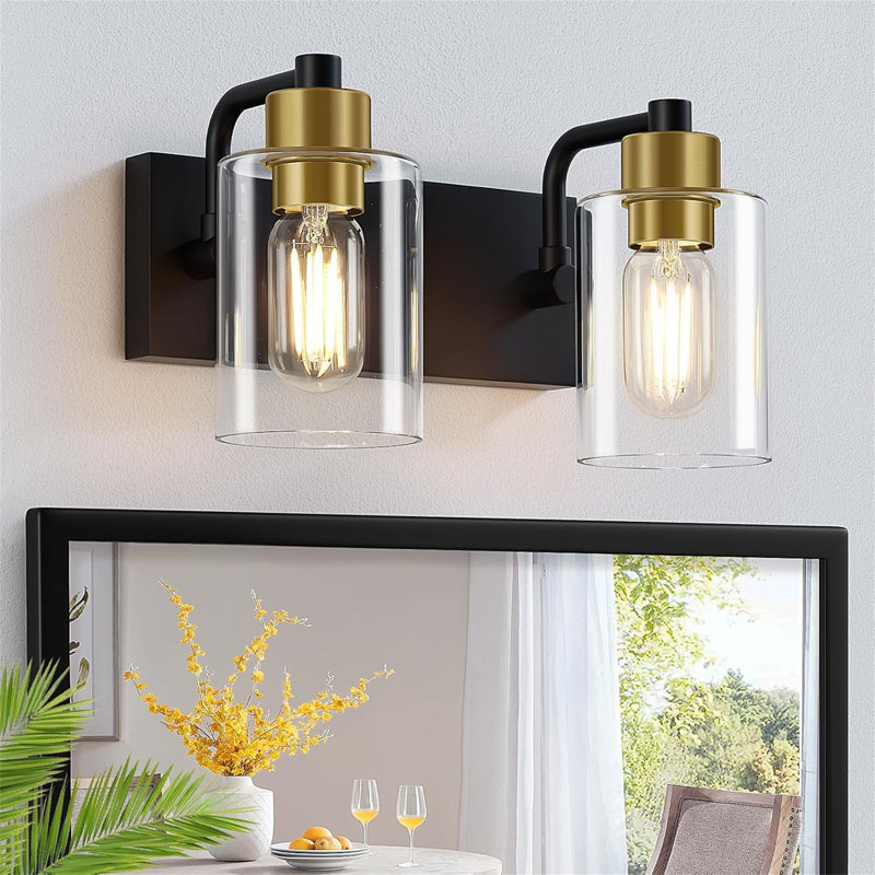 Dimmable Vanity Light, 2, Matte Black/Gold
