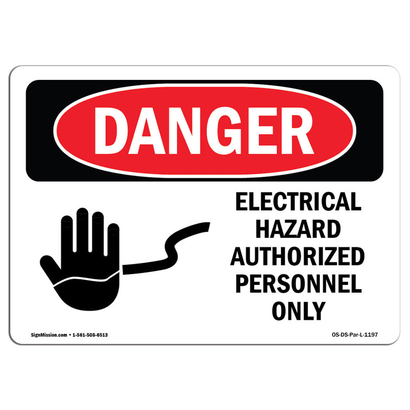 Signe de danger électrique personnel seulement, H 18 po x l 24 po x P 0,1 po