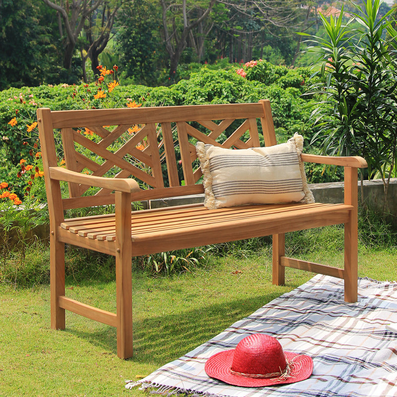 Banc de jardin d'extérieur en teck Schank, Naturel