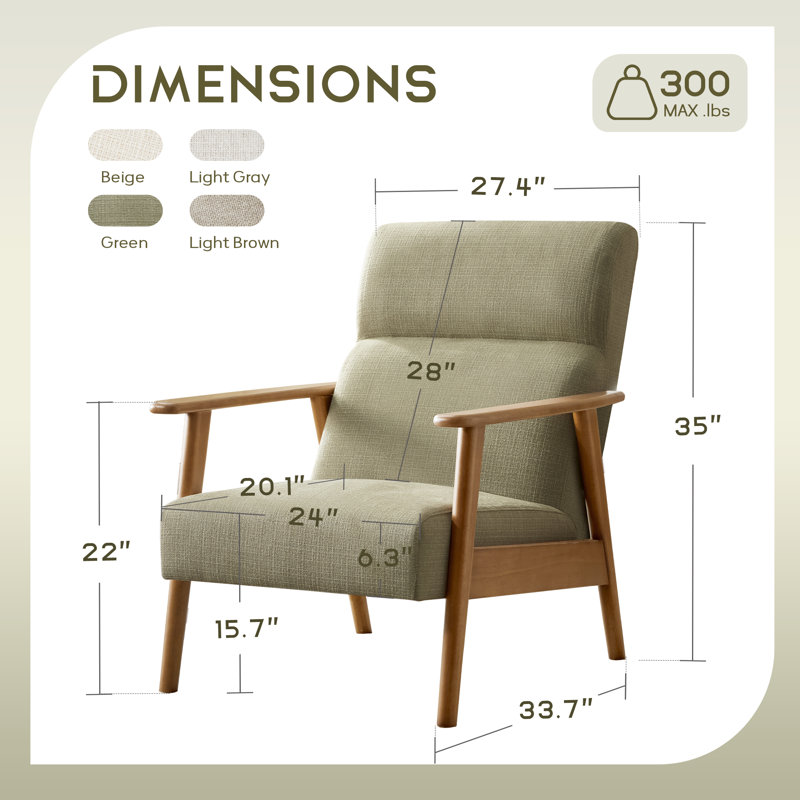 Upholstered Armchair, Light Green
