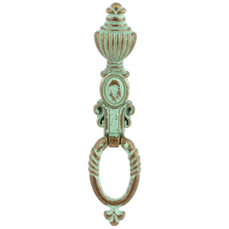 4-1/2" Single Mount Crowned Ring Pull Antique Verdigris