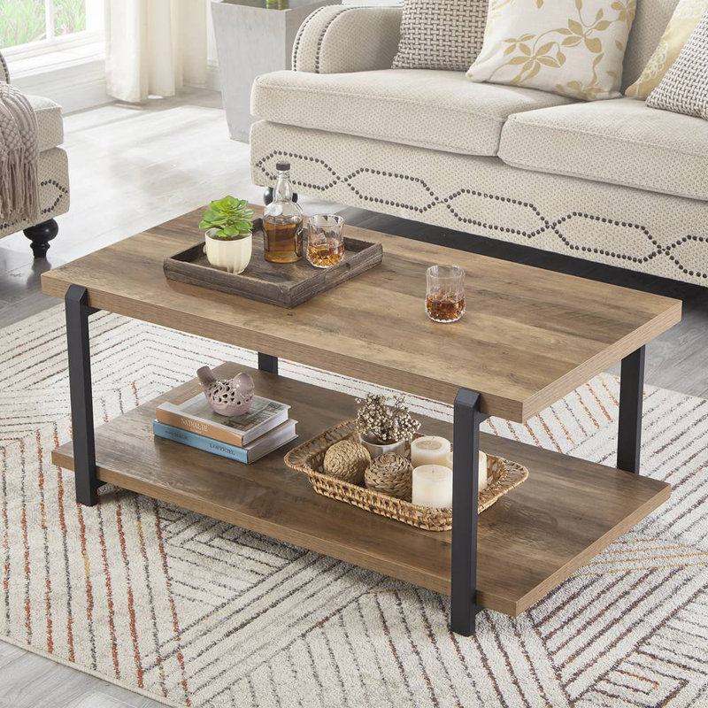  Table basse industrielle avec rangement Hulstein, Chêne