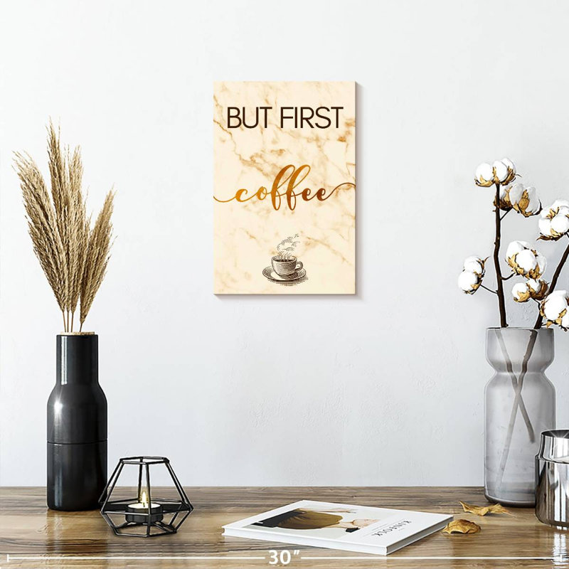 «Coffee Cup First» sur toile, H 12 po x l 8 po x P 1 po