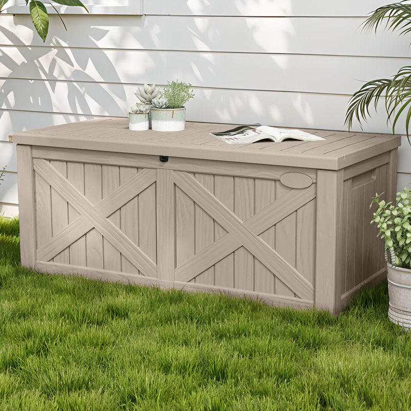 Boîte de rangement verrouillable en résine taupe 120 gallons Yitahome, Taupe