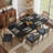 84" Solid Wood Dining Table with Rattan Base