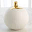Dipped Golden Crackle/White Sphere Vase-Sm