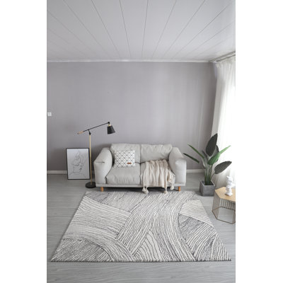 Tapis décoratif gris Touffeté à la main Braiden