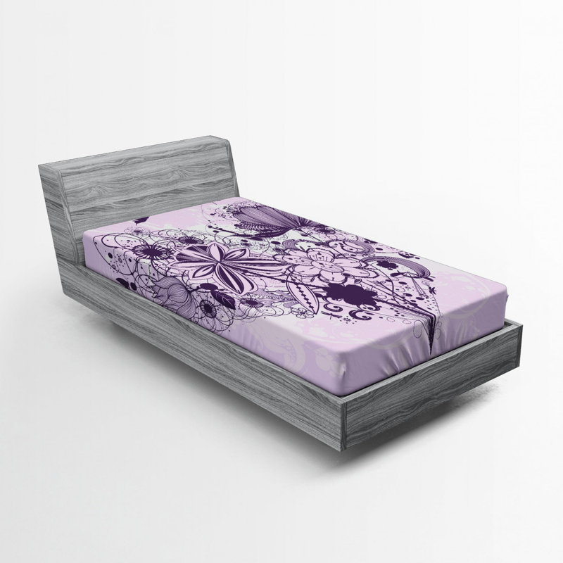Microfiber Floral Fitted Sheet, Twin Fitted Sheet