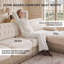 Canapé d'angle modulaire 4 places, jupe à franges d'inspiration vintage, dossier capitonné et assise flexible, beige-689000042