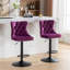 Tabourets de bar pivotants en velours à hauteur de siège réglable, dossiers capitonnés confortables pour bistro et îlot de cuisine, ensemble de 2-1120917043