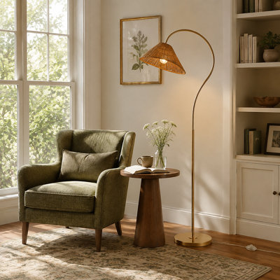 66" Dimmable Rattan Floor Lamp