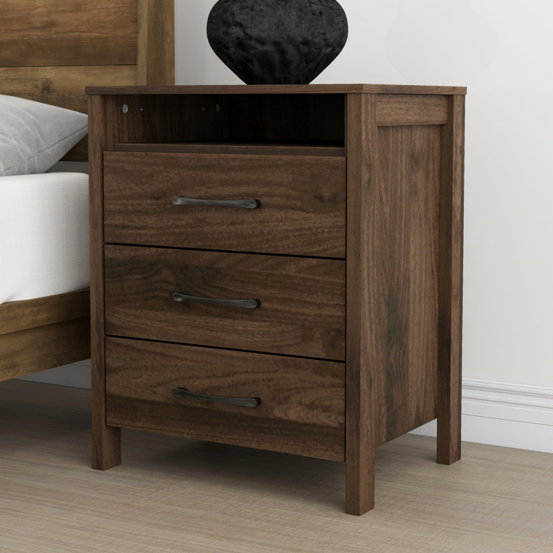 Allysyn 26.1" 3 Drawer Nightstand, Royal Walnut