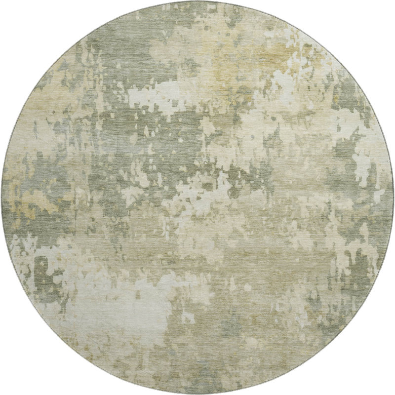 Premium Machine Washable Mayfield AMF2142 abstract Rug, Sage, 8' Round