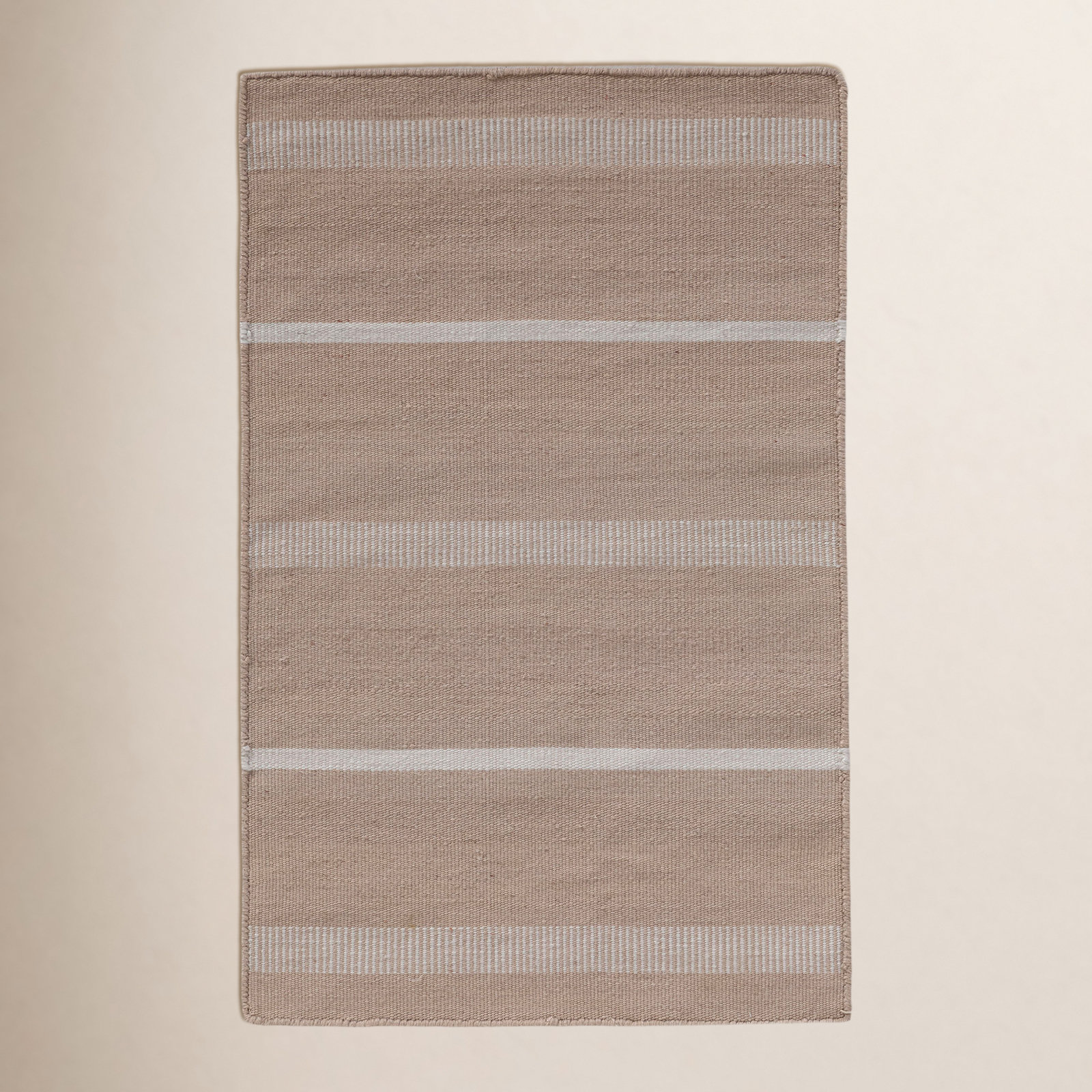 Flatweave Striped Outdoor Rug, Rectangle 2' x 3', Beige
