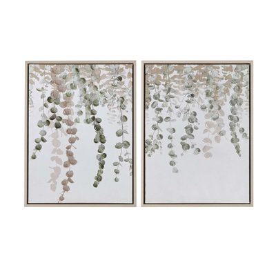 Ensemble de décoration murale en toile encadrée 2 pièces Eucalyptus