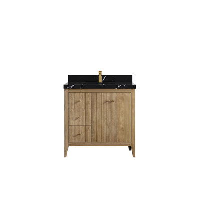 Bois de teck d'Atlanta 36 po X P 22 po Meuble-lavabo central D Quartz Venatino