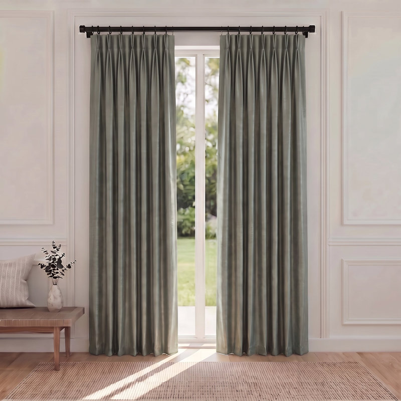 Rideau en soie Thorndike, verre de mer, 108 po, L 50 po x L 108 po