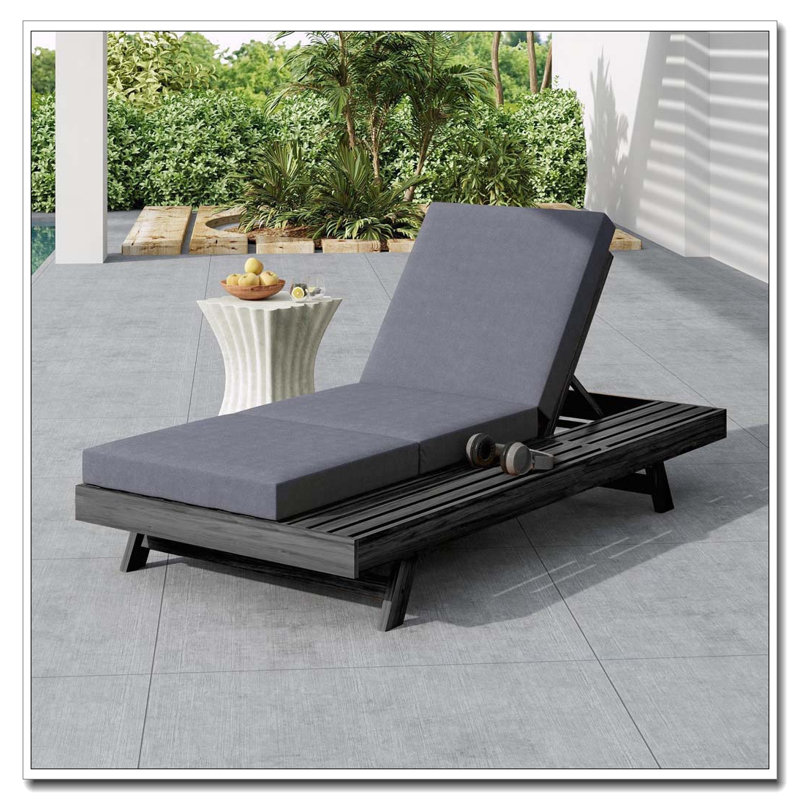 Lounge Chaise Set with Adjustable Backrest & Triple‑Fold Cushion, Black