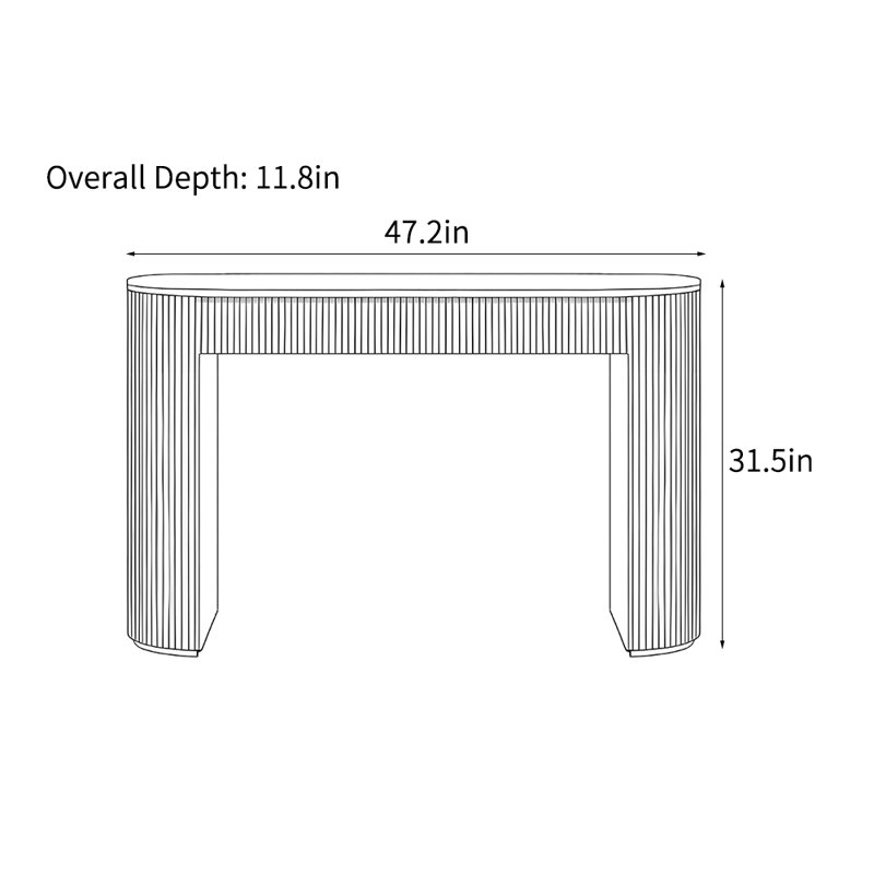 Console légère et luxueuse rétro, H 31,5 po x l 47,2 po x P 11,8 po, Blanc cassé