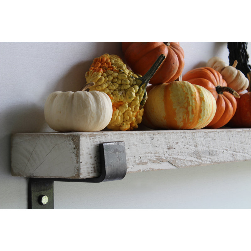 Tablette décorative en bois massif 2 pièces Brennon, Blanc délavé, H 2 po x l 40 po x P 4,5 po
