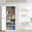 Armoire de rangement de cuisine, armoire de cuisine autoportante avec 4 portes et tablettes réglables pour la salle à manger, panneau de fibres à densité moyenne-1506402693