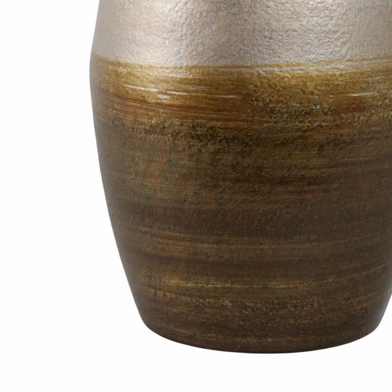 Richarson Latitude Run White/Gold Ombre Metal Hourglass Vase, 21" H x 9" W x 9" D